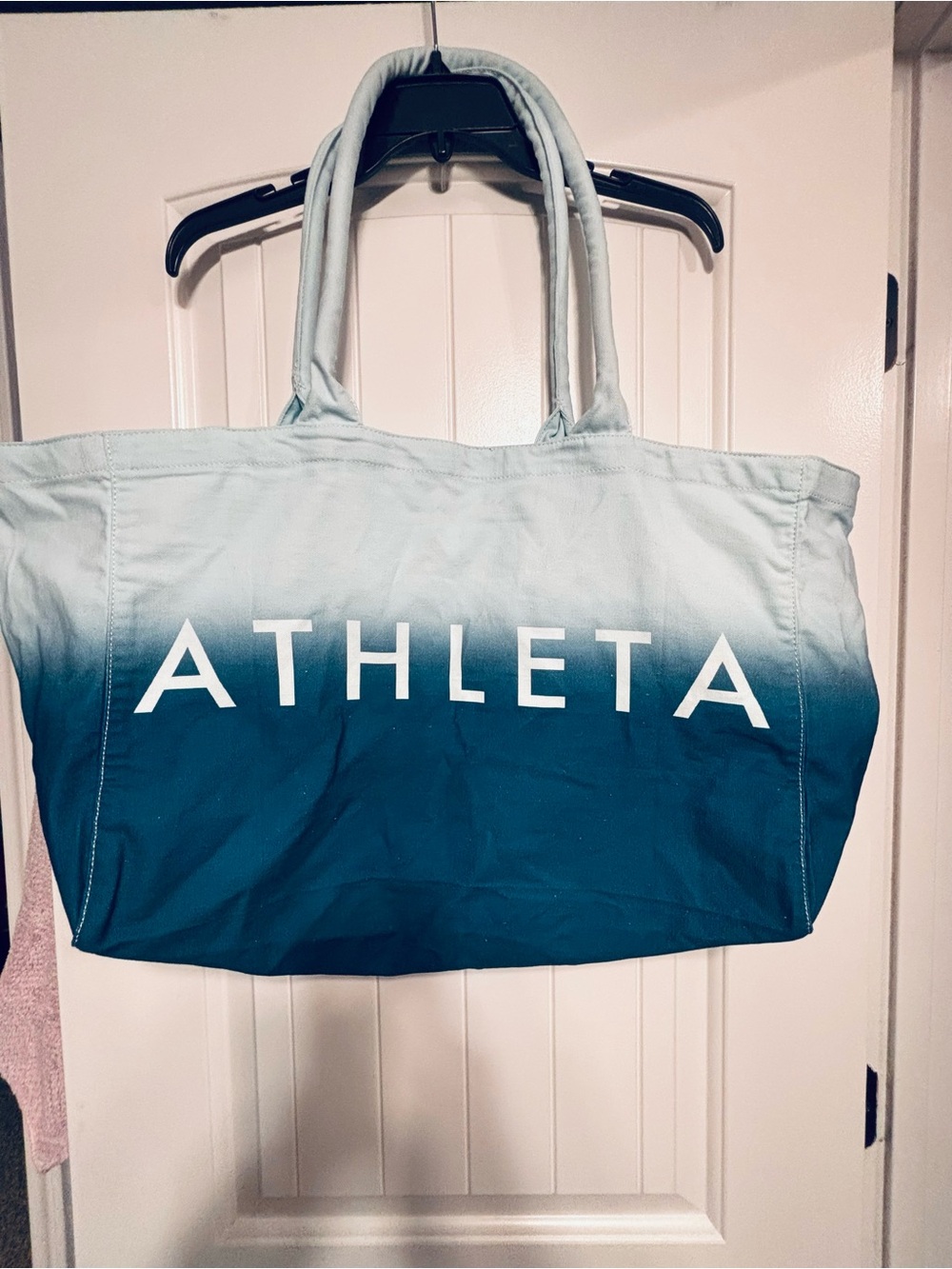 Athleta Teal to Light Blue Ombre Canvas Tote